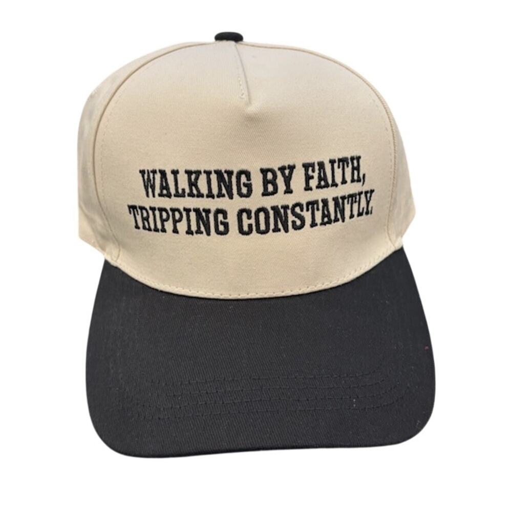 NEW Women’s Trucker "WALKING BY FAITH TRIPPING CONSTANTLY " Cap | Black | OS
